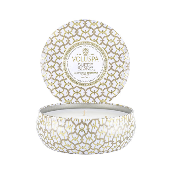 VOLUSPA Suede Blanc 3 Wick Tin Candle
