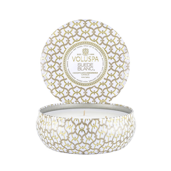 VOLUSPA Suede Blanc 3 Wick Tin Candle
